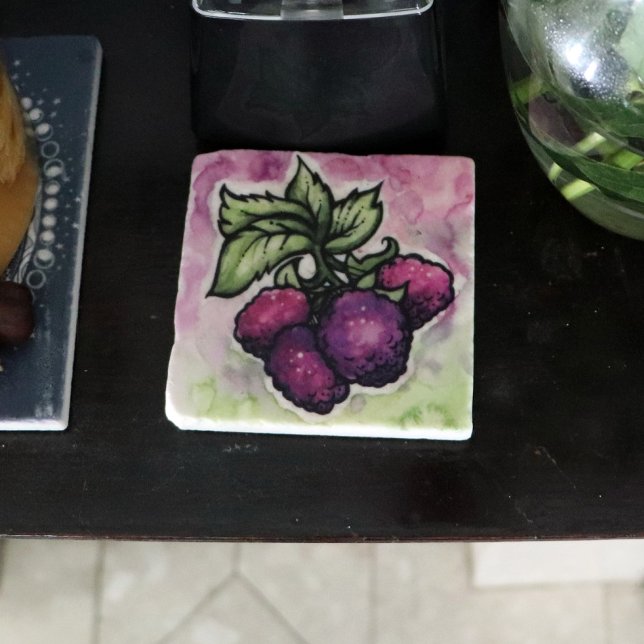 Black Raspberries cute Purple Raspberry Stone Coaster (Creator Uploaded)