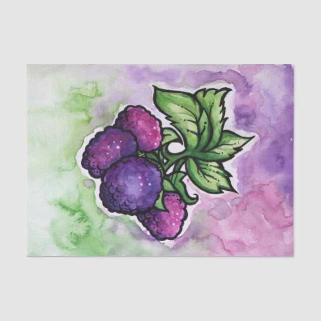 Black Raspberries cute Purple Raspberry Tissue Paper (Front)
