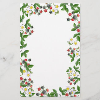 Black Raspberry Floral Stationery