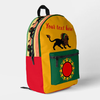 Black Rasta Lion Printed Backpack
