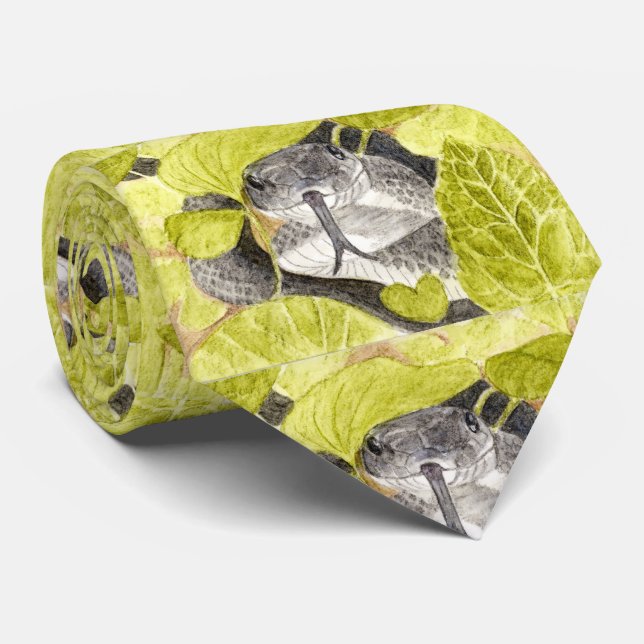 Black Rat Snake Neck Tie (Rolled)