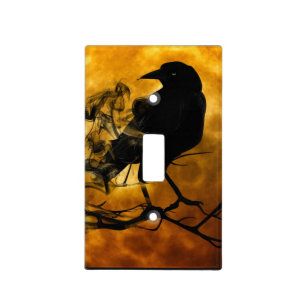 Black Raven And full Moon on Halloween Light Switch Cover