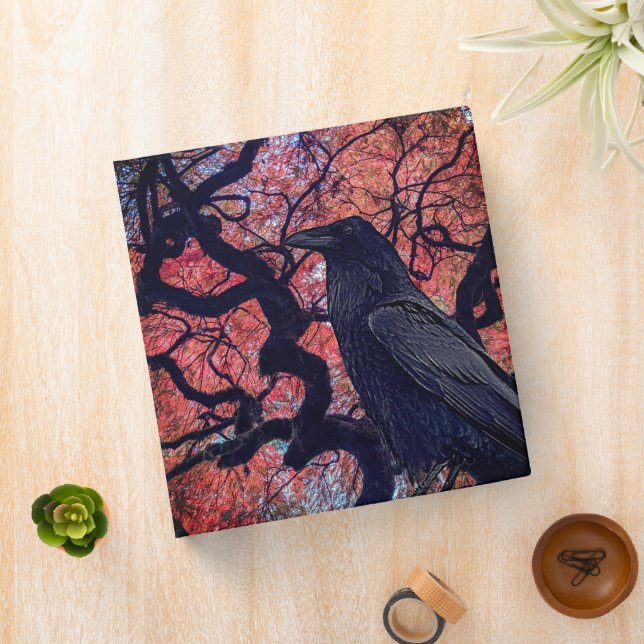Black Raven and Gnarly Japanese Maple 3 Ring Binder (In Situ)