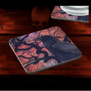 Black Raven and Gnarly Japanese Maple Beverage Coaster