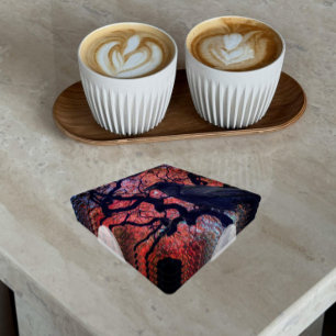 Black Raven and Gnarly Japanese Maple Coaster Set