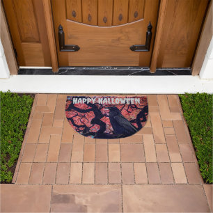 Black Raven and Gnarly Japanese Maple Halloween Doormat