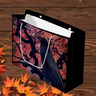 Black Raven and Gnarly Japanese Maple Large Gift Bag