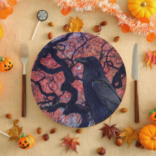 Black Raven and Gnarly Japanese Maple Paper Plates