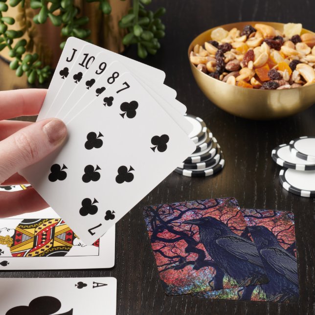 Black Raven and Gnarly Japanese Maple Poker Cards (In Situ)