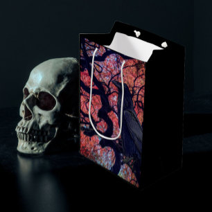 Black Raven and Gnarly Japanese Maple Tree Medium Gift Bag