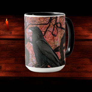 Black Raven and Gnarly Japanese Maple Tree Mug
