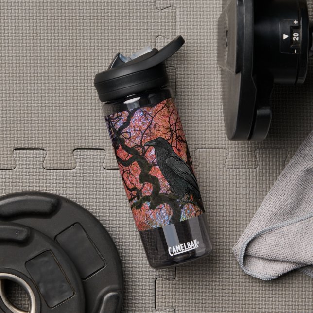 Black Raven and Gnarly Japanese Maple Water Bottle (Gym (Rotated))