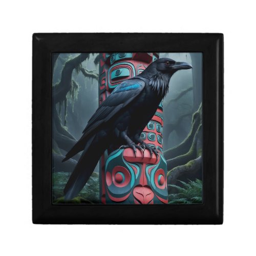 Black Raven and Totem Pole Wildlife Art Gift Box