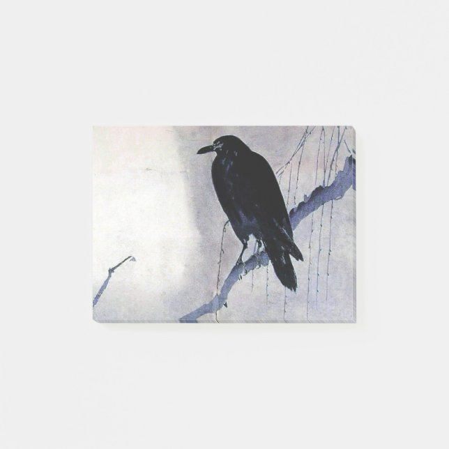 Black raven bird/Japanese woodblock print/note Post-it Notes (Front)