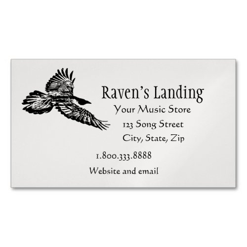 Black Raven Bird Soaring in Flight Art Business Ca Business Card Magnet