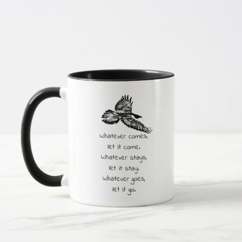 Black Raven Bird Soaring Inspirational Quote  Mug