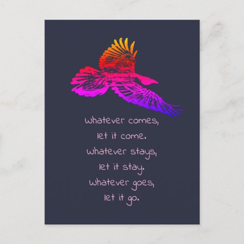 Black Raven Bird Soaring Inspirational Quote  Postcard