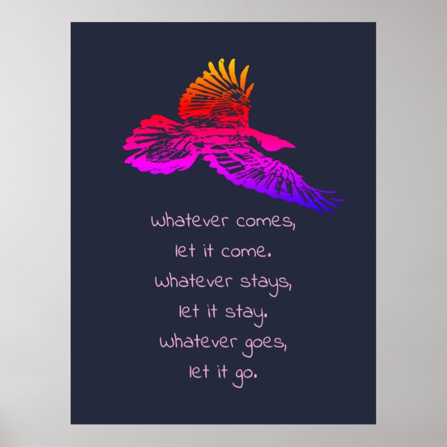 Black Raven Bird Soaring Inspirational Quote  Poster (Front)