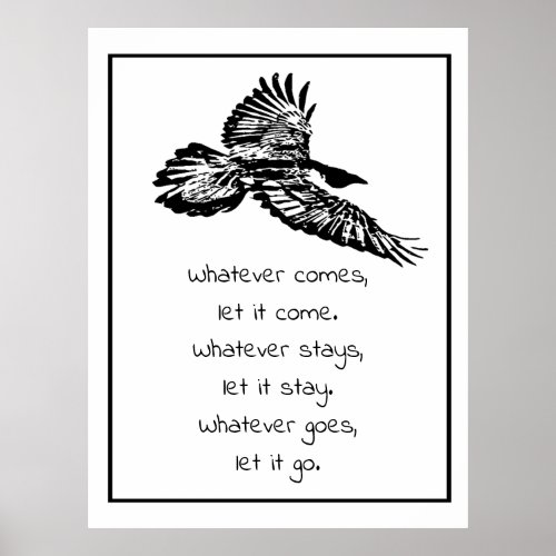 Black Raven Bird Soaring Inspirational Quote   Poster