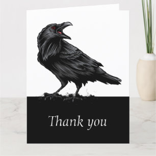 Black Raven Bird Thank You Thanks  Card