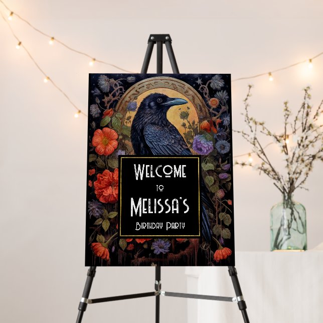 Black Raven Dark Gothic Birthday Welcome Foam Board (In Situ (Stand))