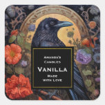 Black Raven Dark Gothic Candle Craft Square Sticker