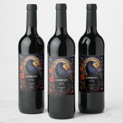 Black Raven Dark Gothic Wine Making Wine Label