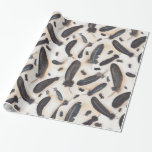 Black Raven Feathers Pattern Wrapping Paper