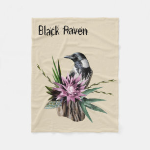 Black Raven Fleece Blanket