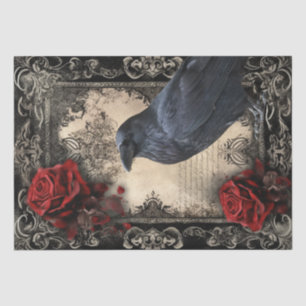 Black Raven Floral Tissue Paper