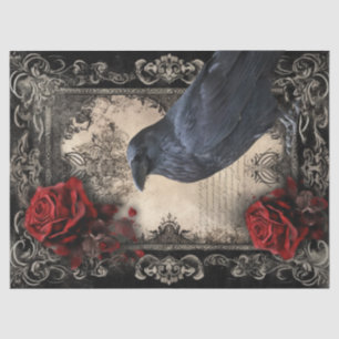 Black Raven Floral Tissue Paper