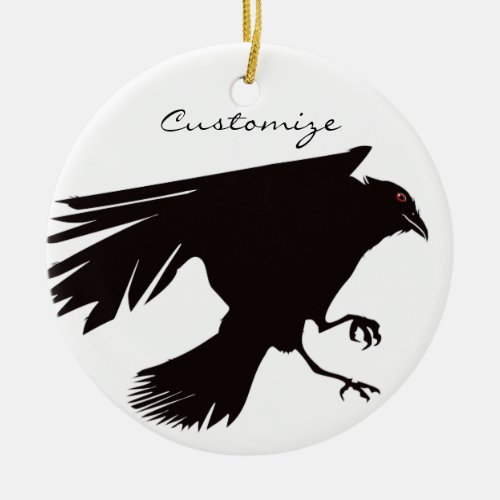 Black Raven Flying Thunder_Cove Ceramic Ornament