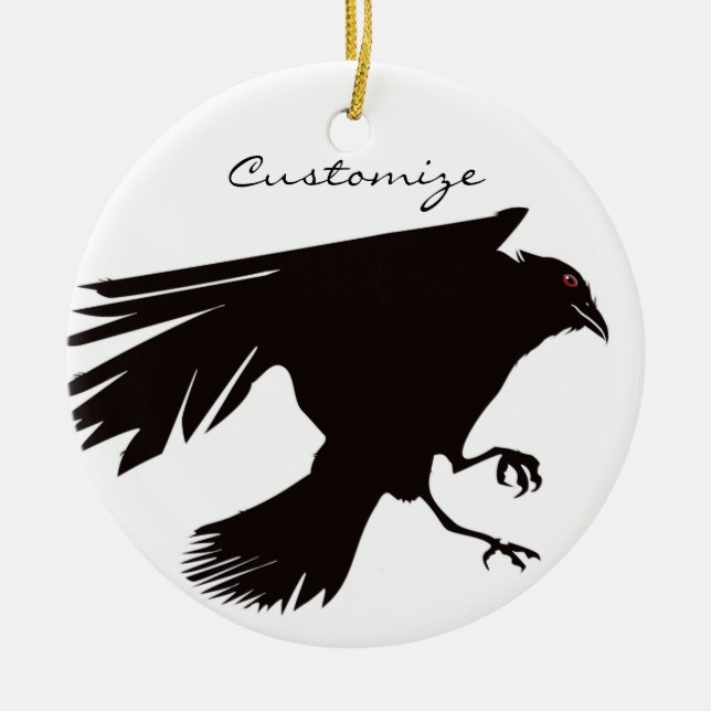 Black Raven Flying Thunder_Cove Ceramic Ornament (Front)