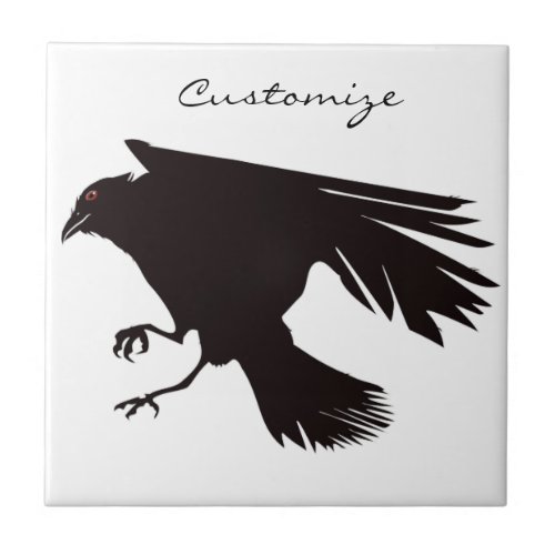 Black Raven Flying Thunder_Cove Ceramic Tile