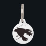Black Raven Flying Thunder_Cove Pet ID Tag<br><div class="desc">Black Raven/Crow flying to customize,  personalize by changing to your name</div>