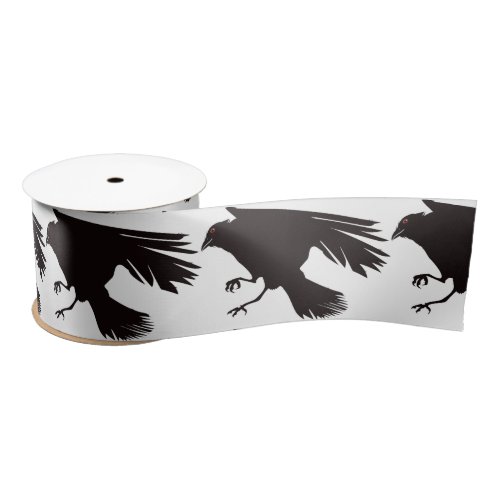 Black Raven Flying Thunder_Cove Satin Ribbon