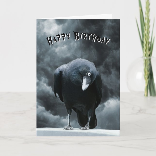 Black Raven Gothic Birthday Card (Front)