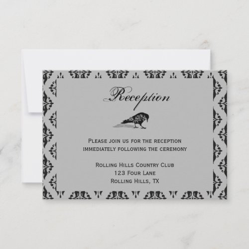 Black Raven Gothic Frame Wedding Reception Invitation