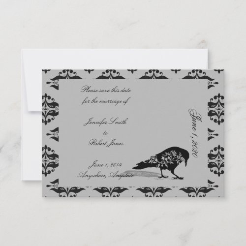 Black Raven Gothic Frame Wedding Save the Date