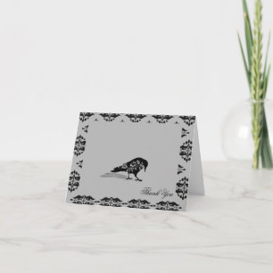 Black Raven Gothic Frame Wedding Thank You Card