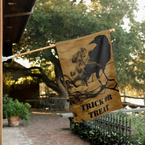 Black Raven Halloween Trick or Treat House Flag