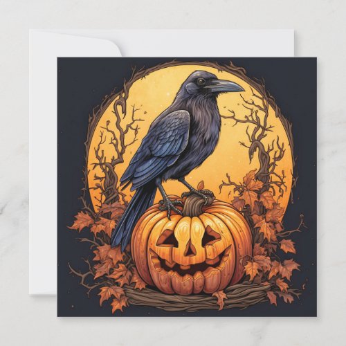 Black Raven Happy Halloween Card