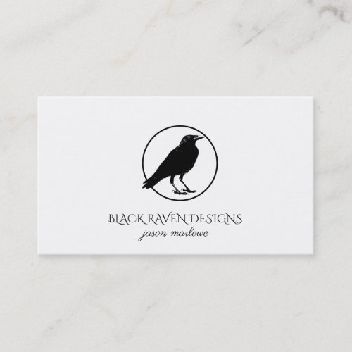Black Raven In Circle Business Card