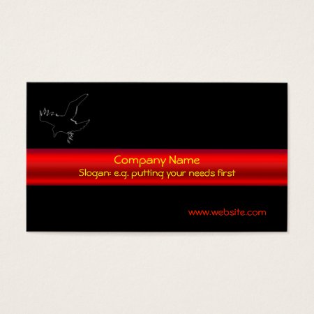 Black Raven Logo with red metallic-effect stripe Business Card