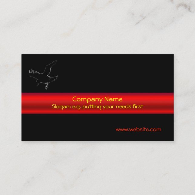 Black Raven Logo with red metallic-effect stripe Business Card (Front)