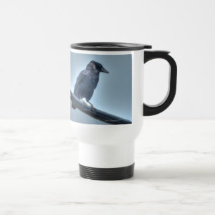 Black Raven on a Powerline Gothic, Celtic, Wiccan Travel Mug