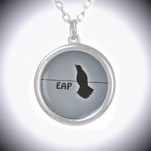 Black Raven on a Wire Silver Plated Necklace