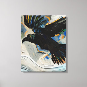 Black raven painting canvas print