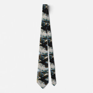 Black raven painting neck tie