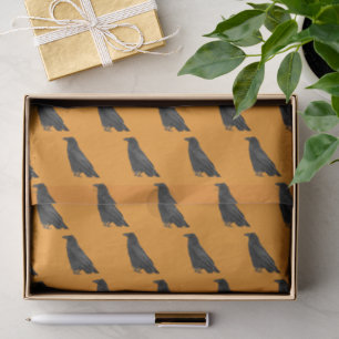 Black Raven Pattern on Orange Halloween Tissue Paper